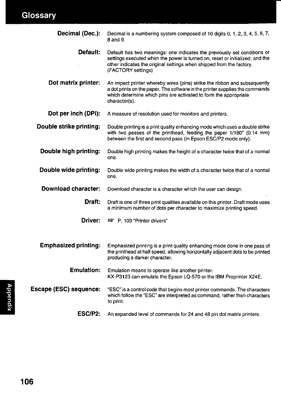 Panasonic KX-P3123 User Manual | Page 106 / 116