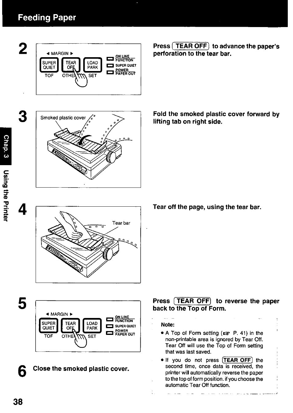 Feeding paper | Panasonic KX-P3123 User Manual | Page 38 / 116