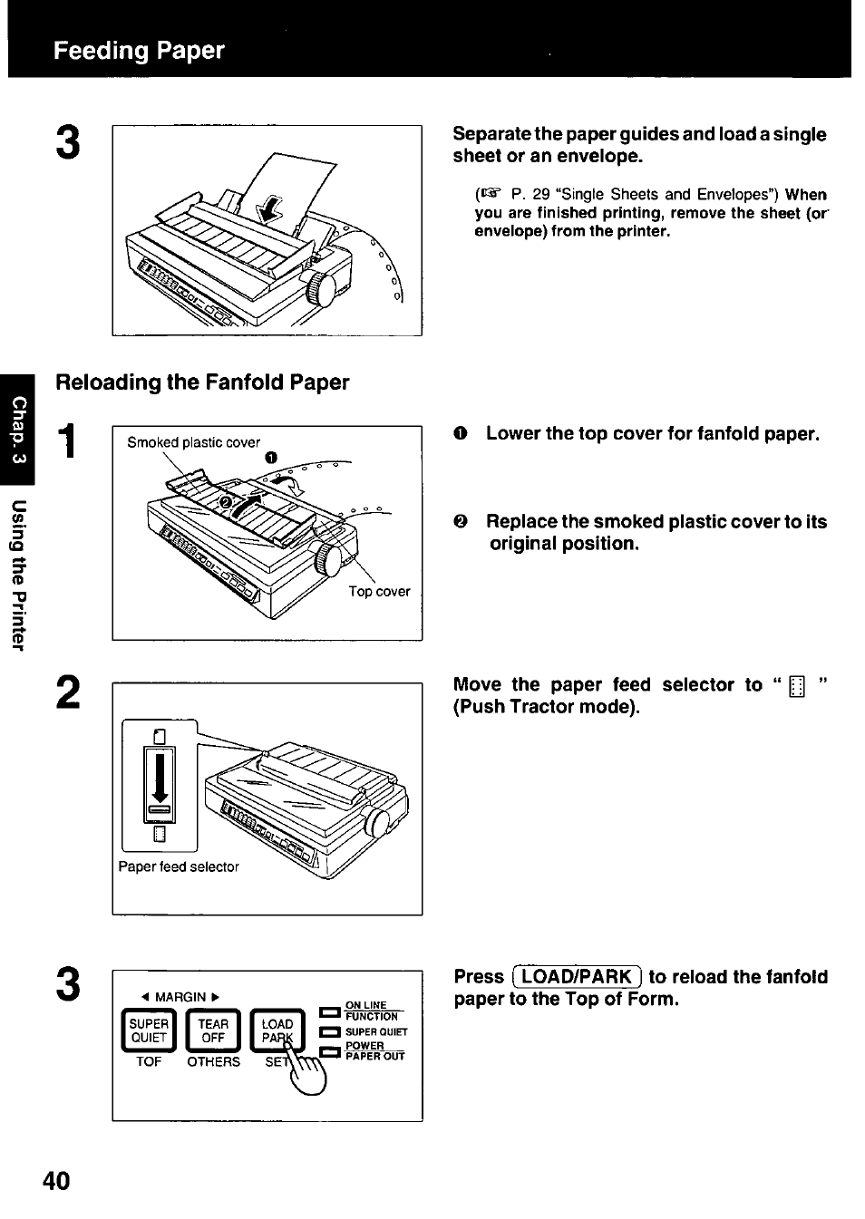 Feeding paper | Panasonic KX-P3123 User Manual | Page 40 / 116