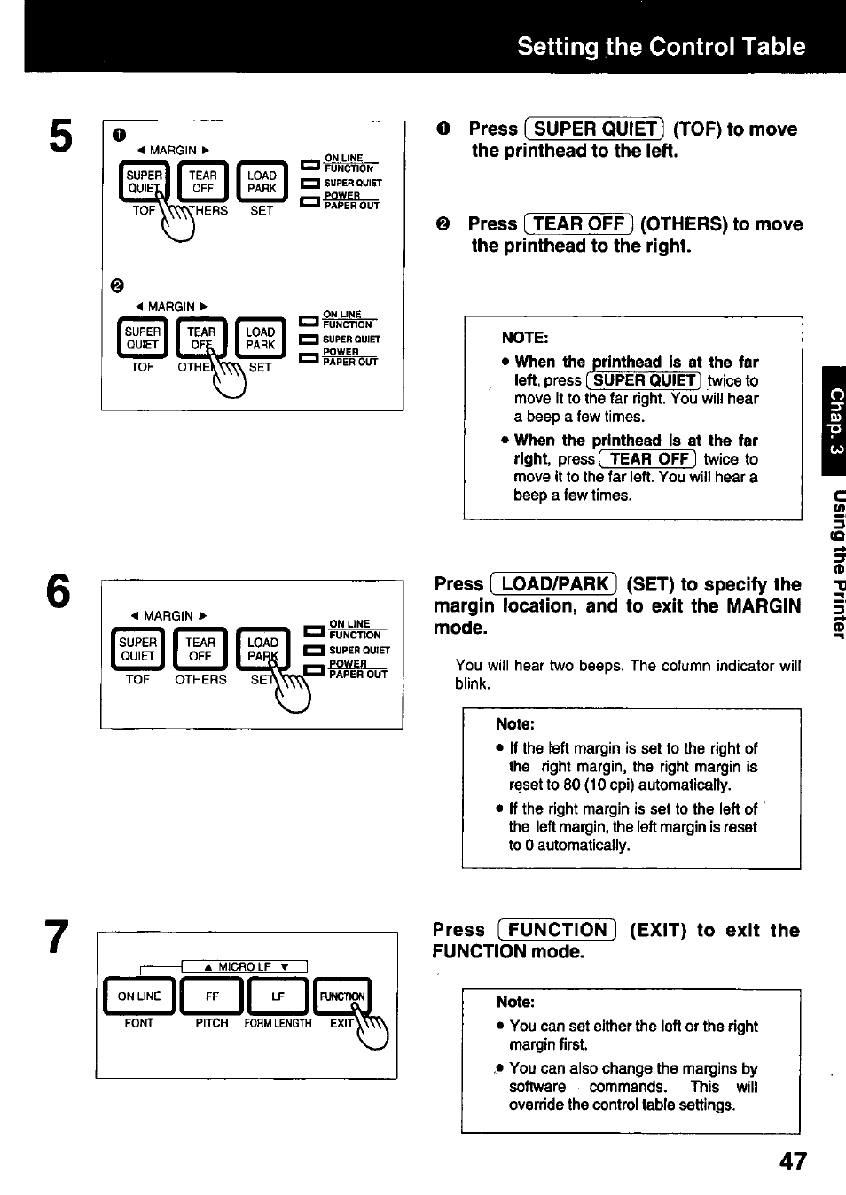 Setting the control table | Panasonic KX-P3123 User Manual | Page 47 / 116