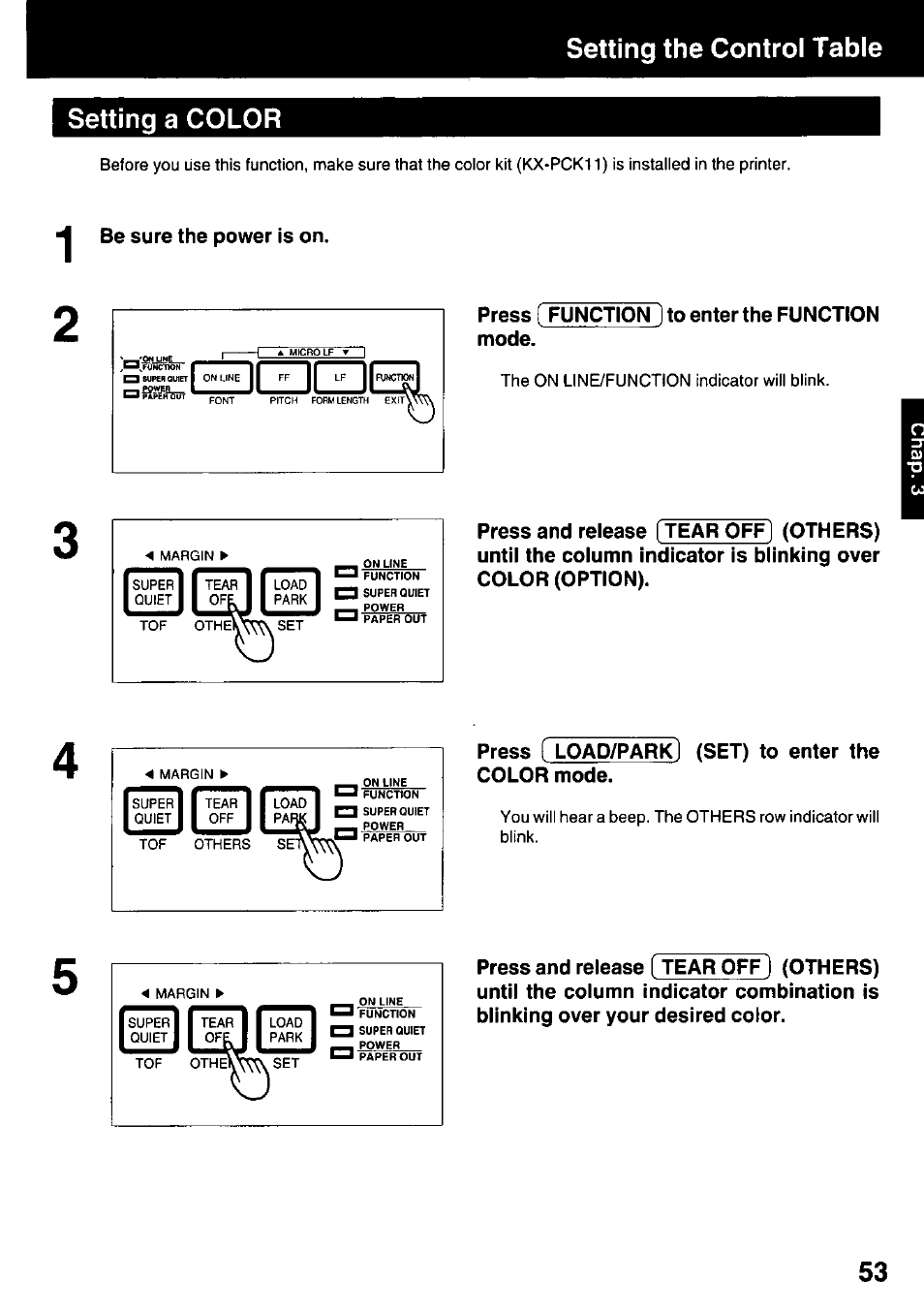 Setting a color | Panasonic KX-P3123 User Manual | Page 53 / 116