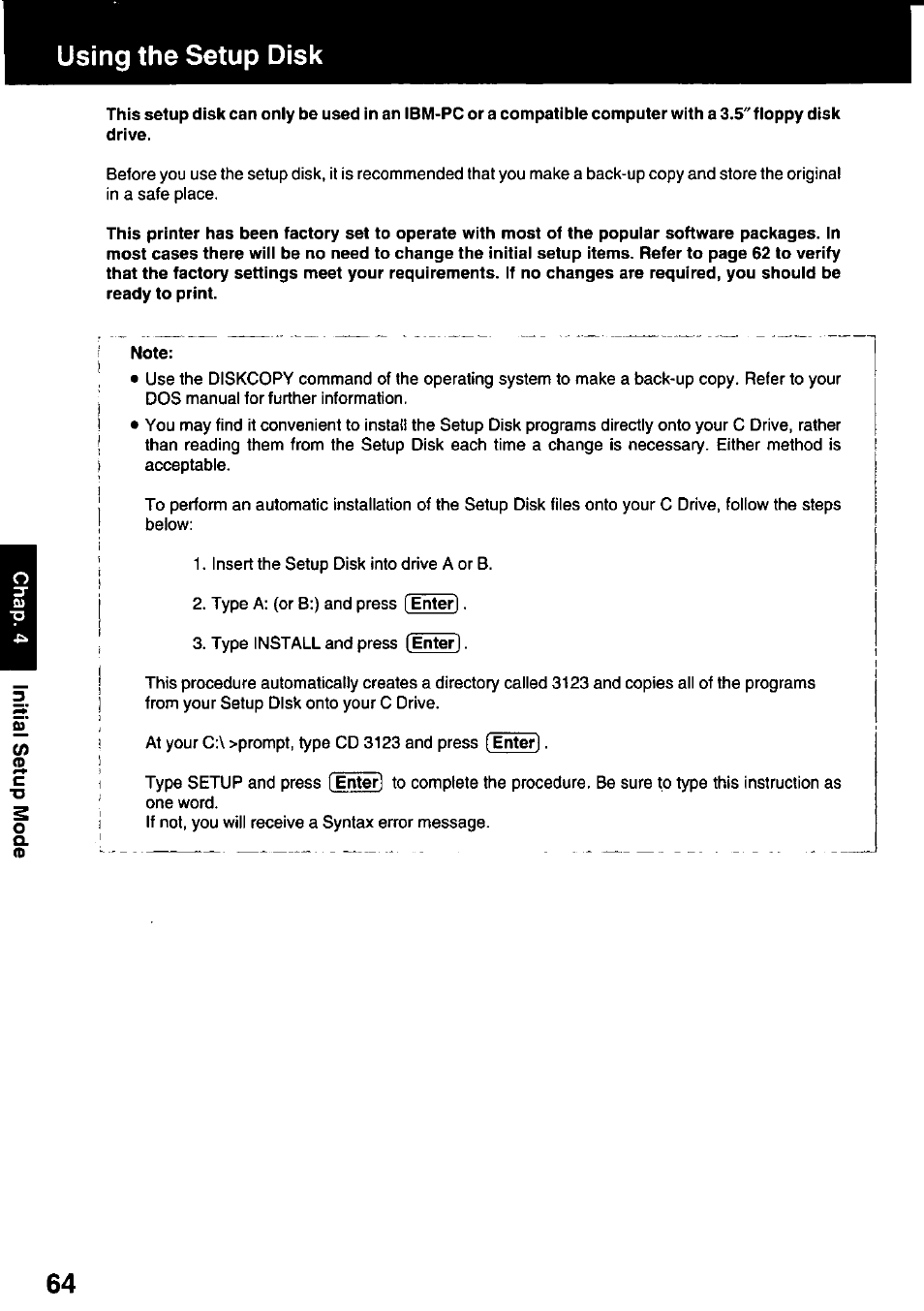 Using the setup disk | Panasonic KX-P3123 User Manual | Page 64 / 116