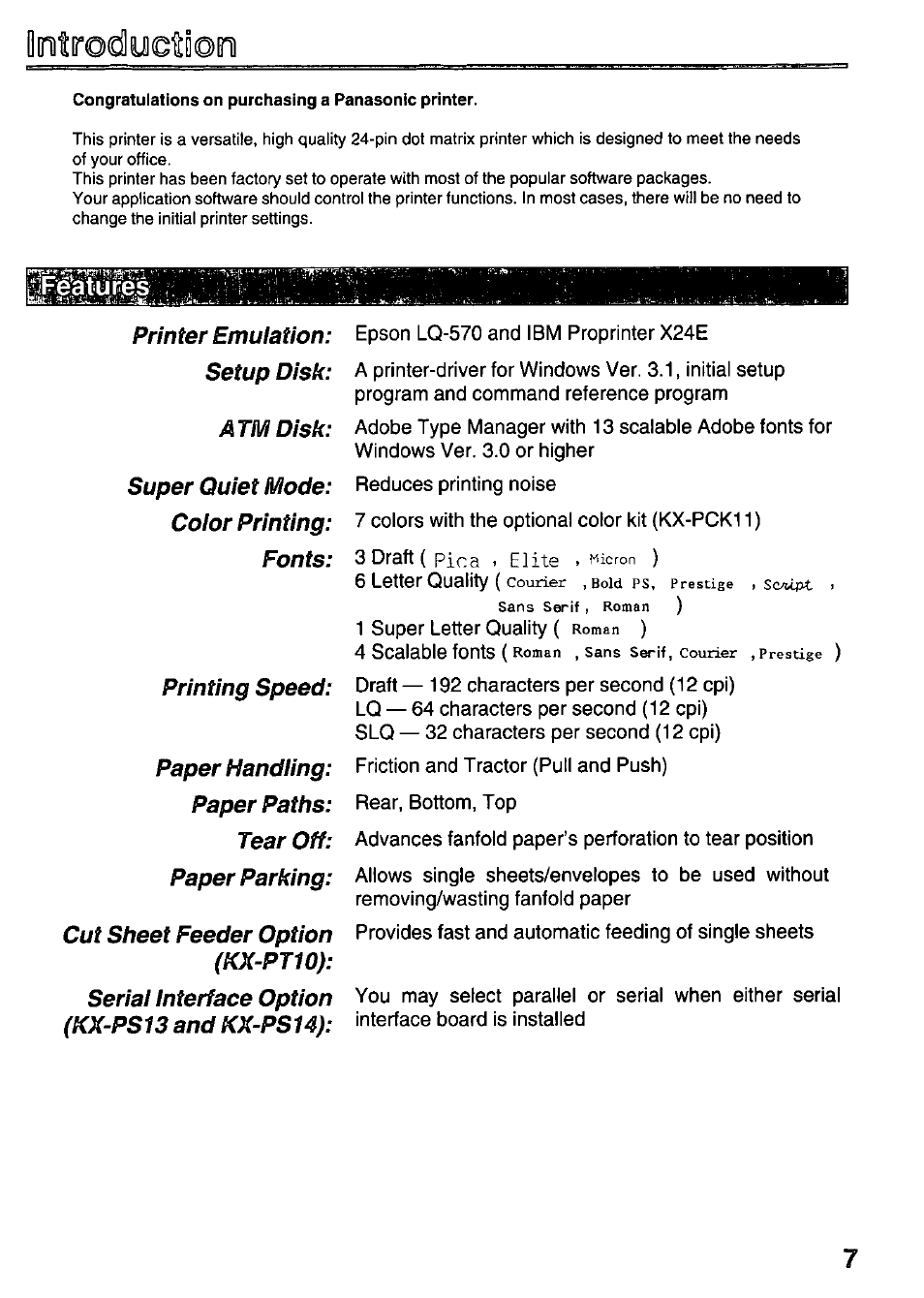 Panasonic KX-P3123 User Manual | Page 7 / 116
