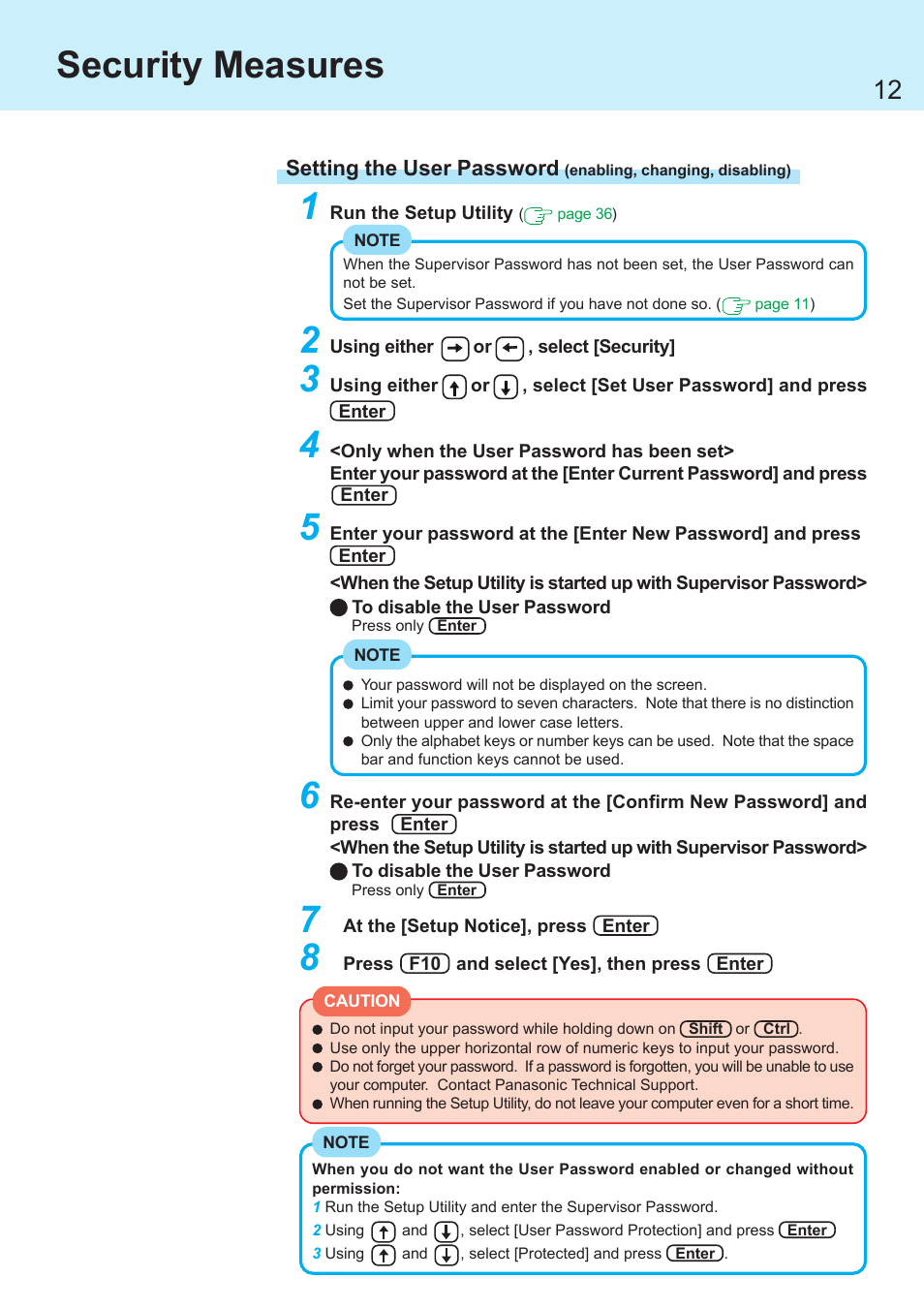 Security measures | Panasonic CF-R1 User Manual | Page 12 / 52