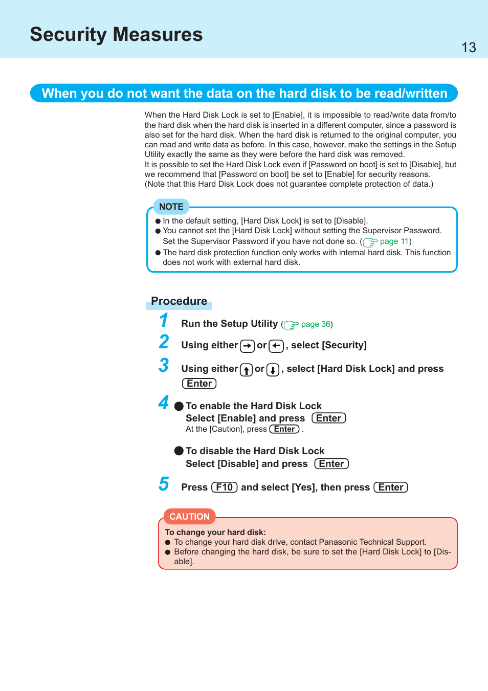 Security measures 1 | Panasonic CF-R1 User Manual | Page 13 / 52