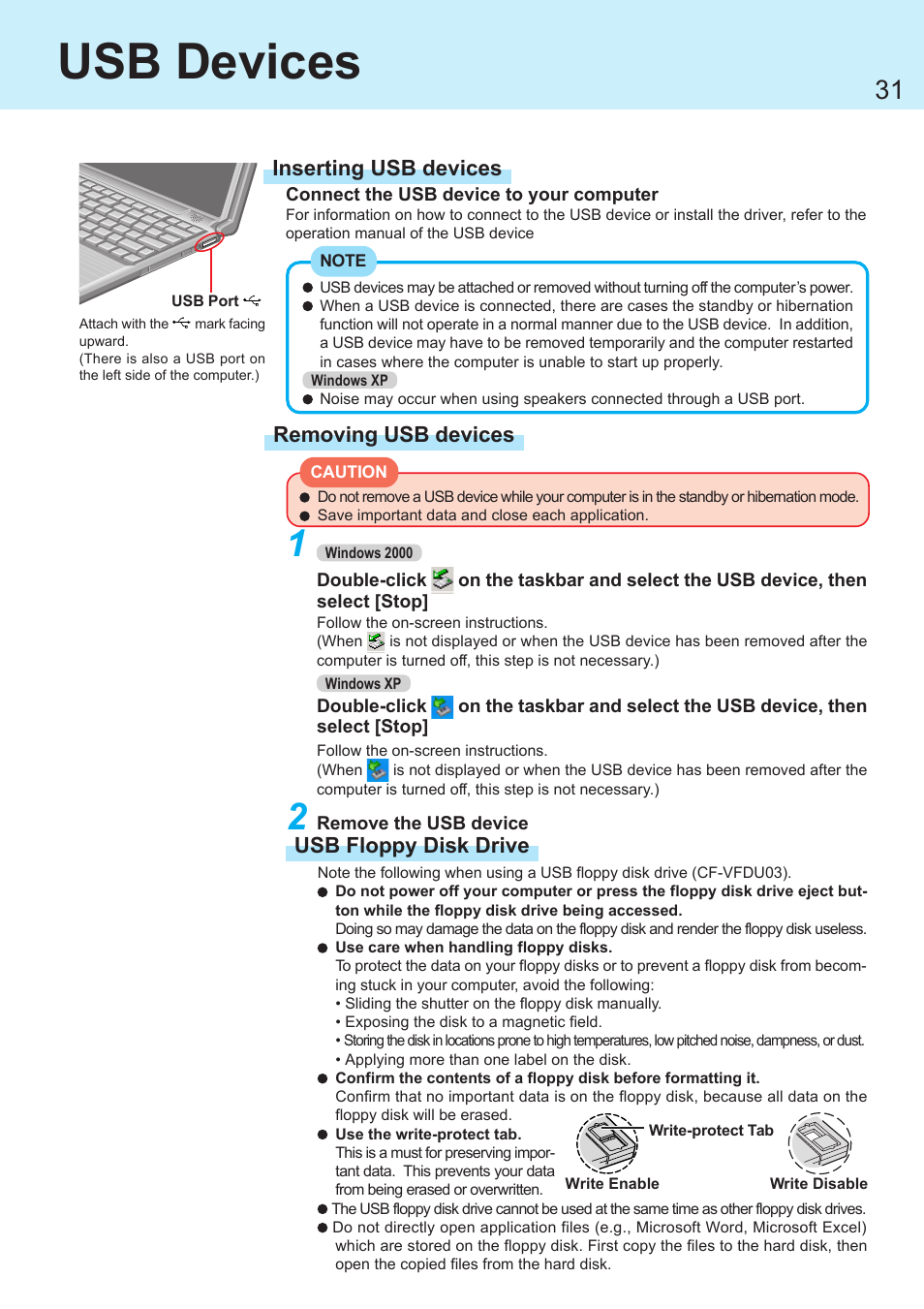 Usb devices | Panasonic CF-R1 User Manual | Page 31 / 52