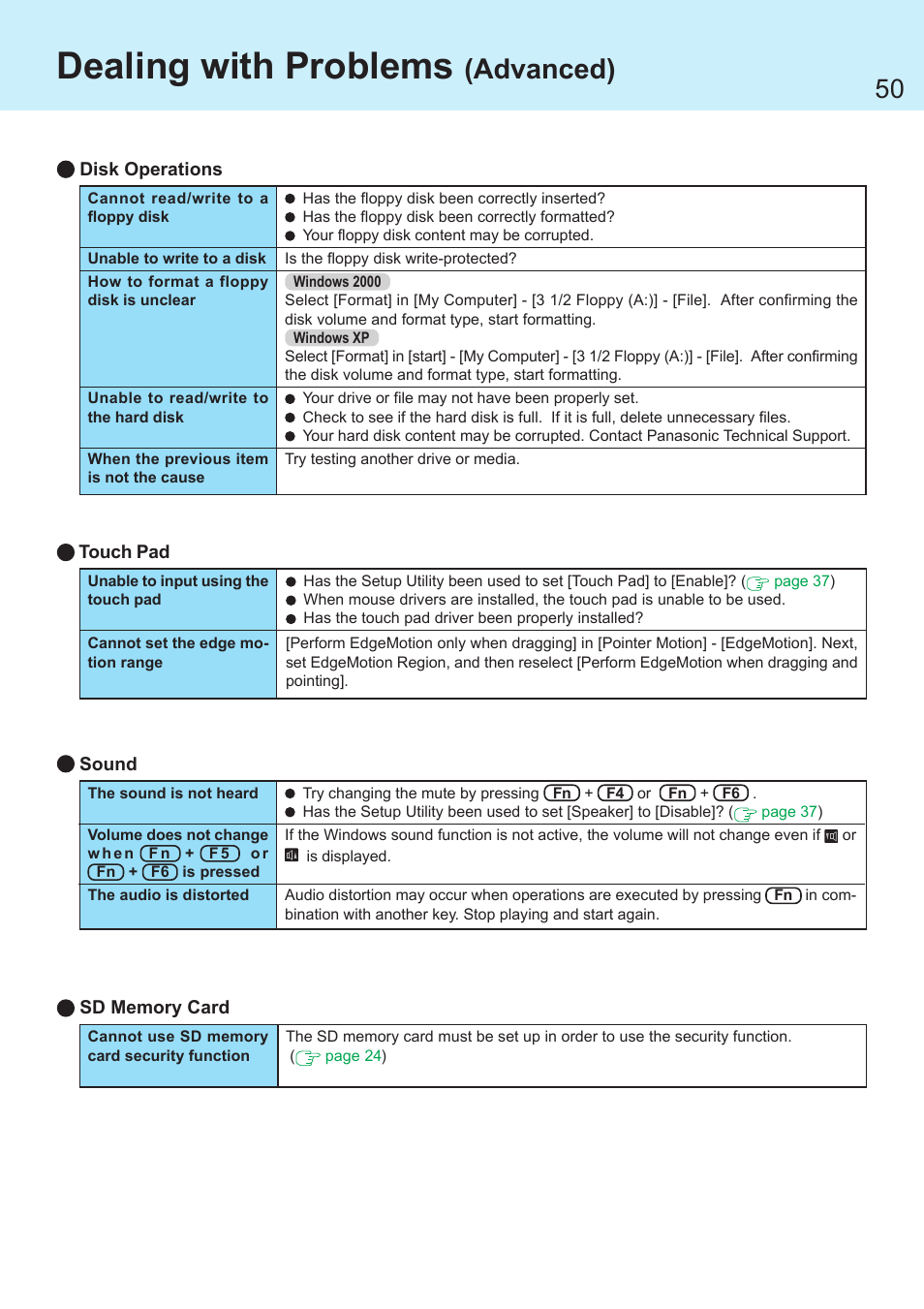 Dealing with problems, Advanced) | Panasonic CF-R1 User Manual | Page 50 / 52