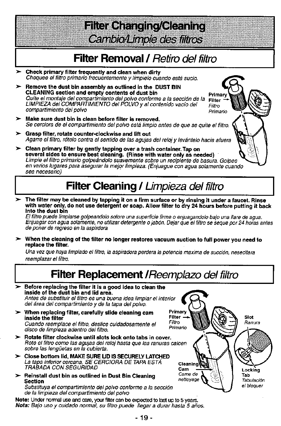 Carne de, Tabulación el bloquer | Panasonic MC-V7581 User Manual | Page 19 / 28