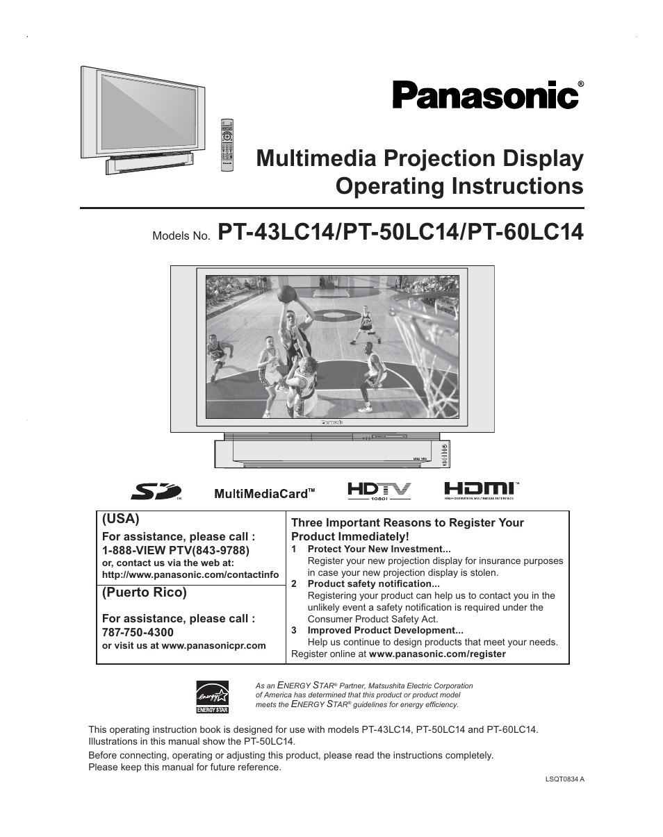 Panasonic PT-60LC14 User Manual | 95 pages