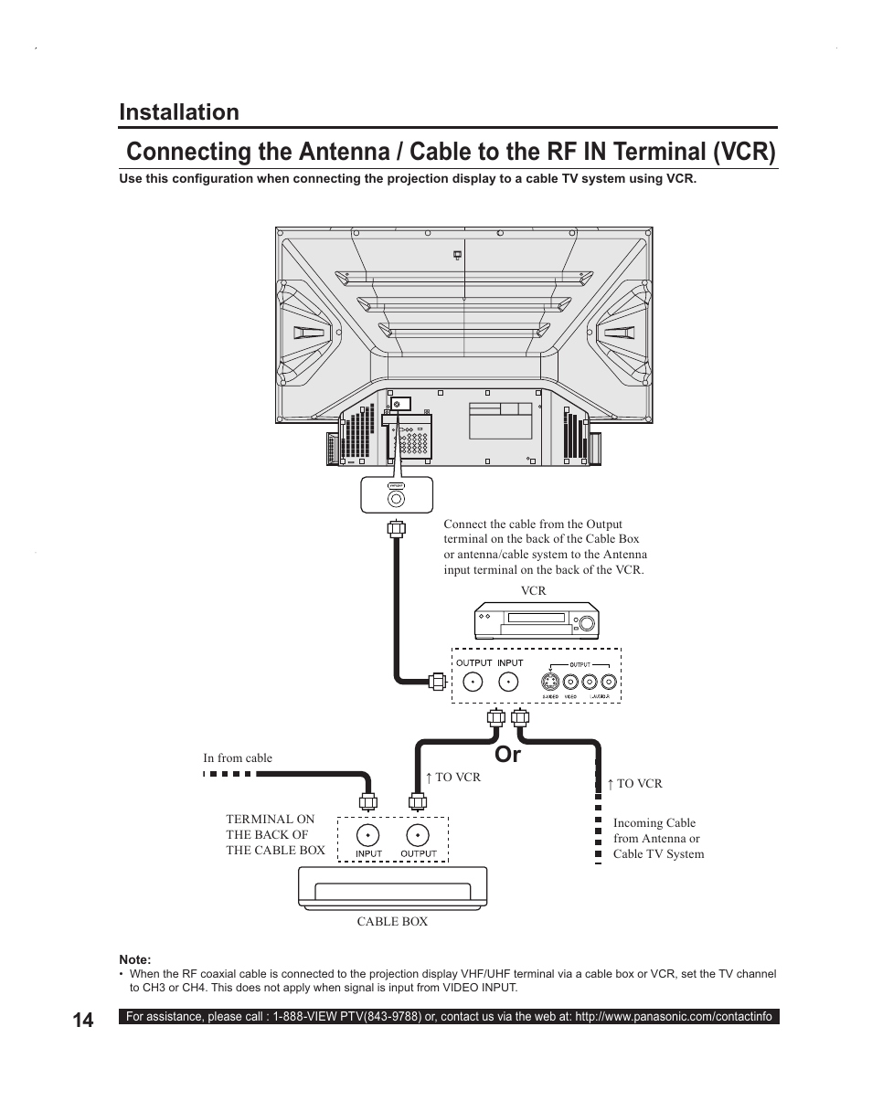 Or installation | Panasonic PT-60LC14 User Manual | Page 14 / 95