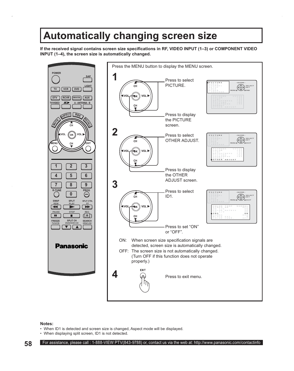 Automatically changing screen size | Panasonic PT-60LC14 User Manual | Page 58 / 95