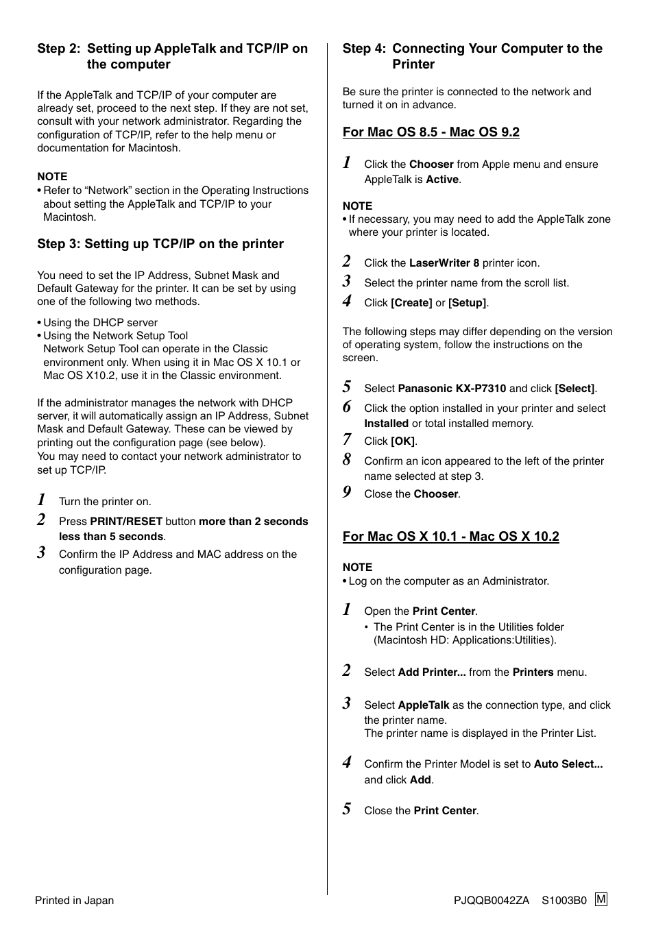 Panasonic KX-P7310 User Manual | Page 4 / 4