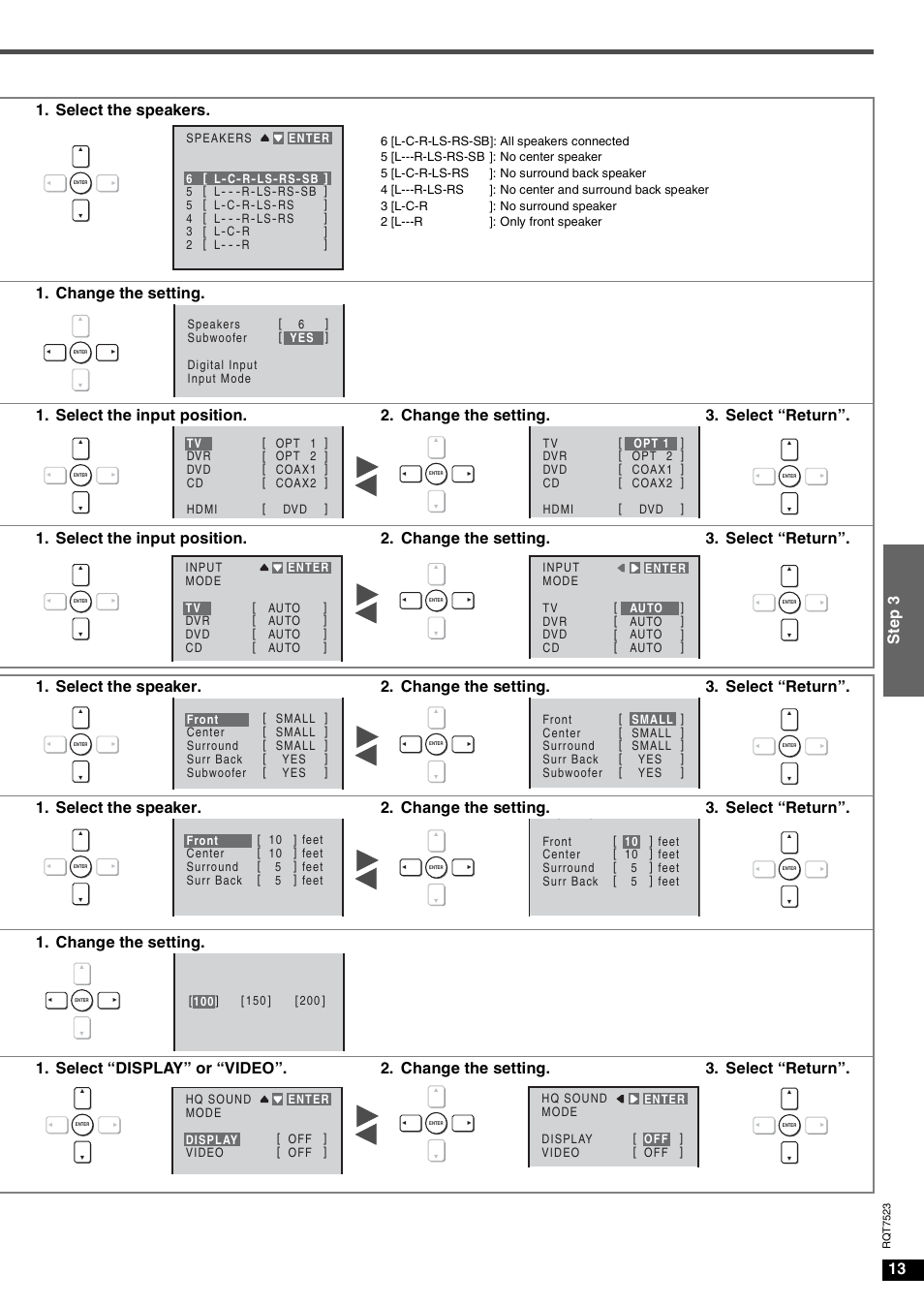 13 st ep 3, Select the speakers | Panasonic SA-XR70  EN User Manual | Page 13 / 28