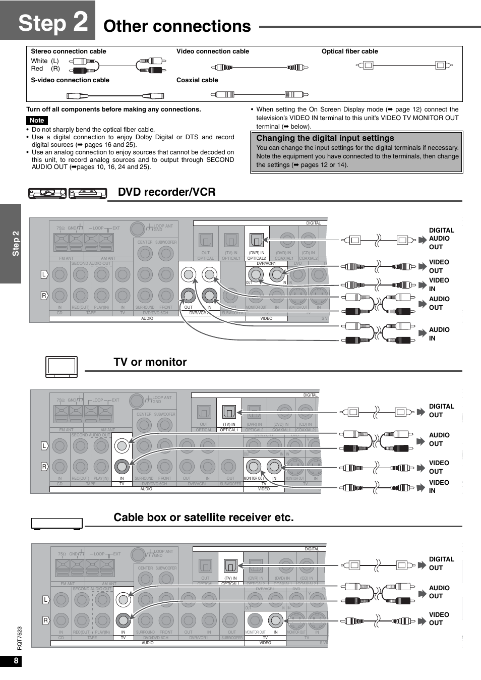 Step, Other connections, 8st ep 2 | Changing the digital input settings | Panasonic SA-XR70  EN User Manual | Page 8 / 28