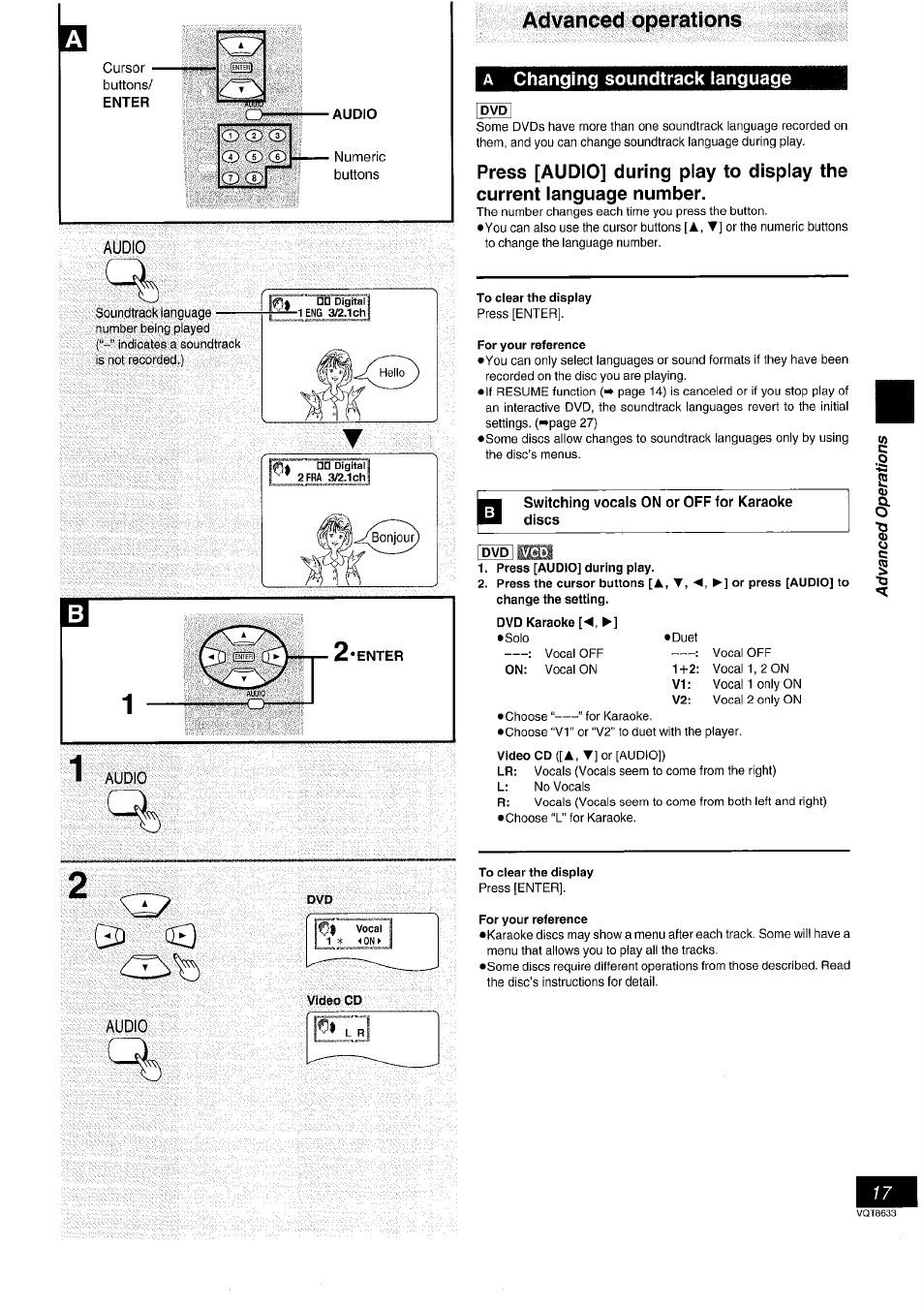 Audio, Advanced operations, Э 03 | Panasonic DVD-RV40 EN User Manual | Page 17 / 44