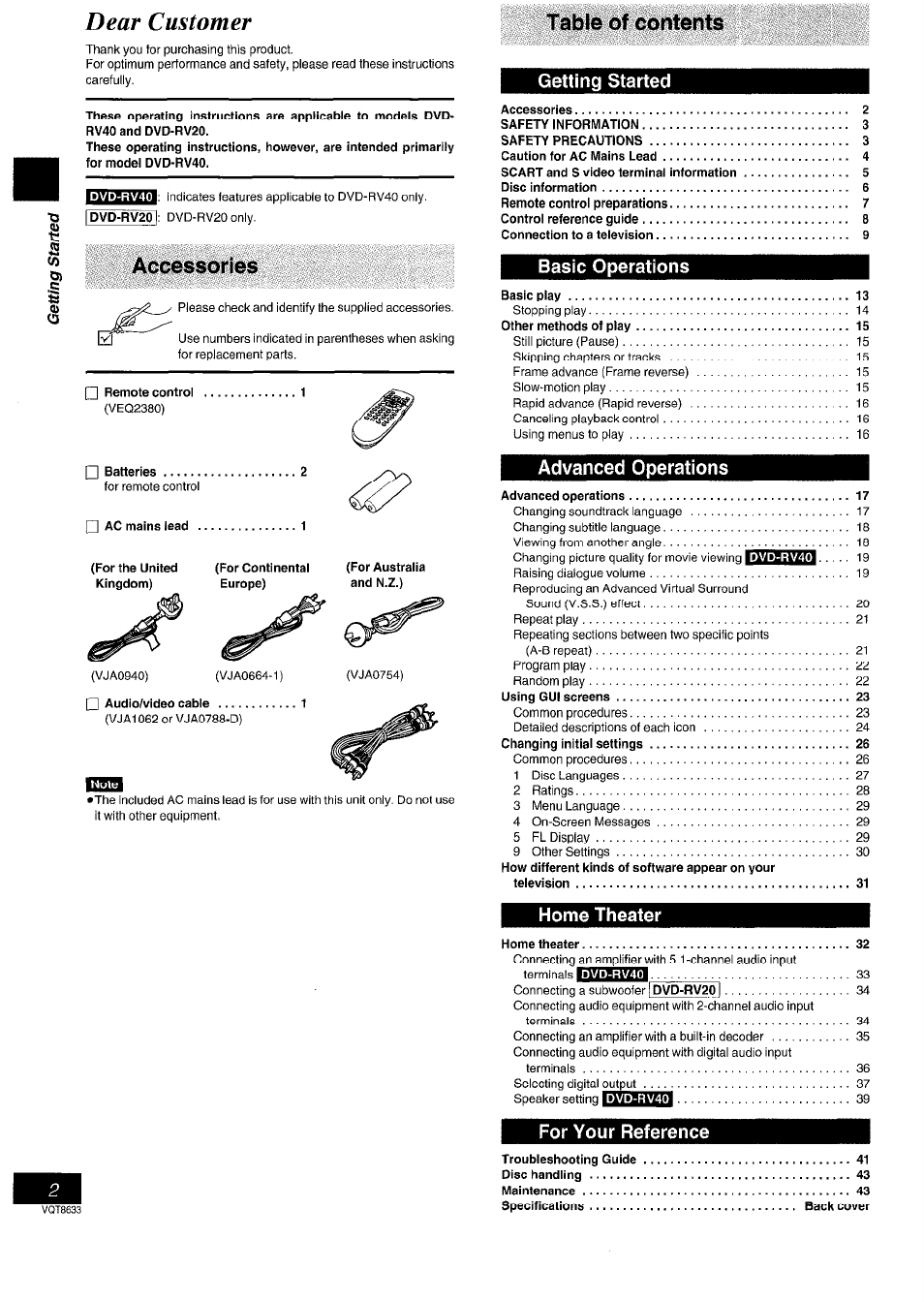 Panasonic DVD-RV40 EN User Manual | Page 2 / 44