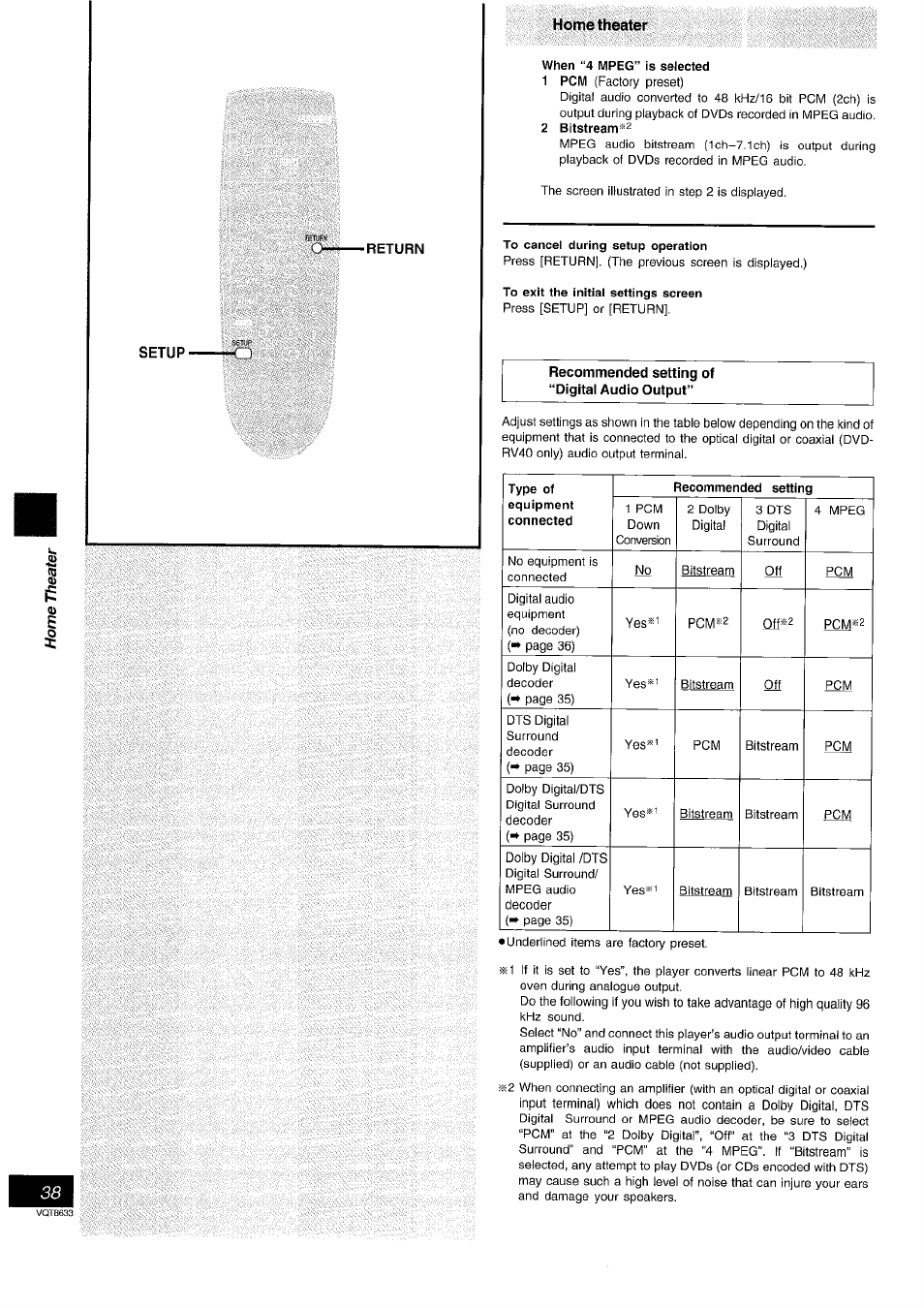 Home theater | Panasonic DVD-RV40 EN User Manual | Page 38 / 44