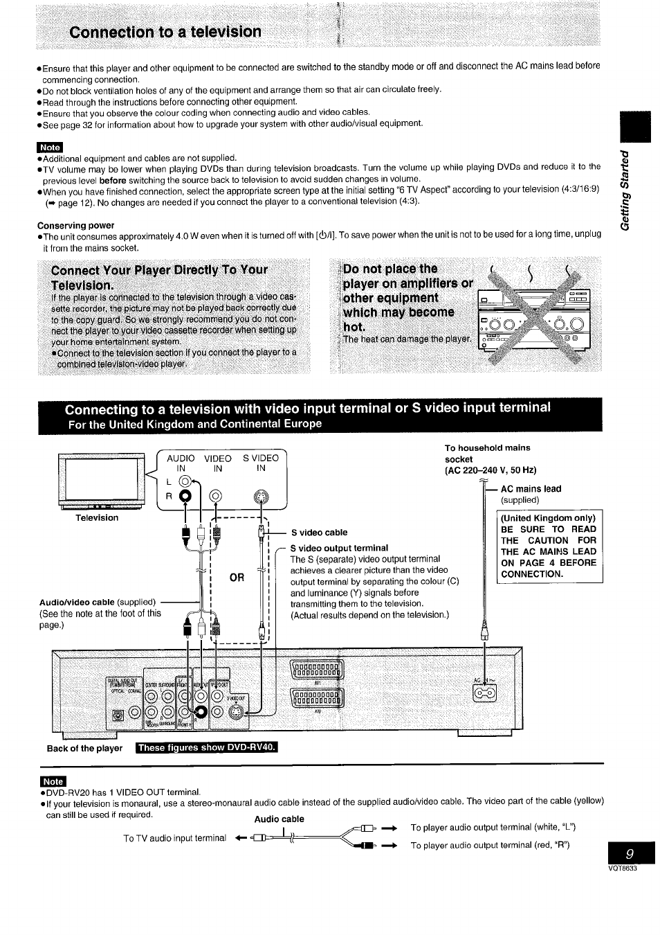 Connection to á television | Panasonic DVD-RV40 EN User Manual | Page 9 / 44