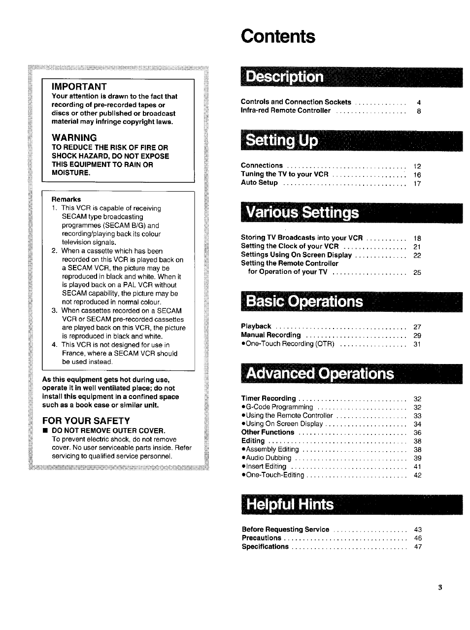 Panasonic NV-HS950AM User Manual | Page 3 / 48