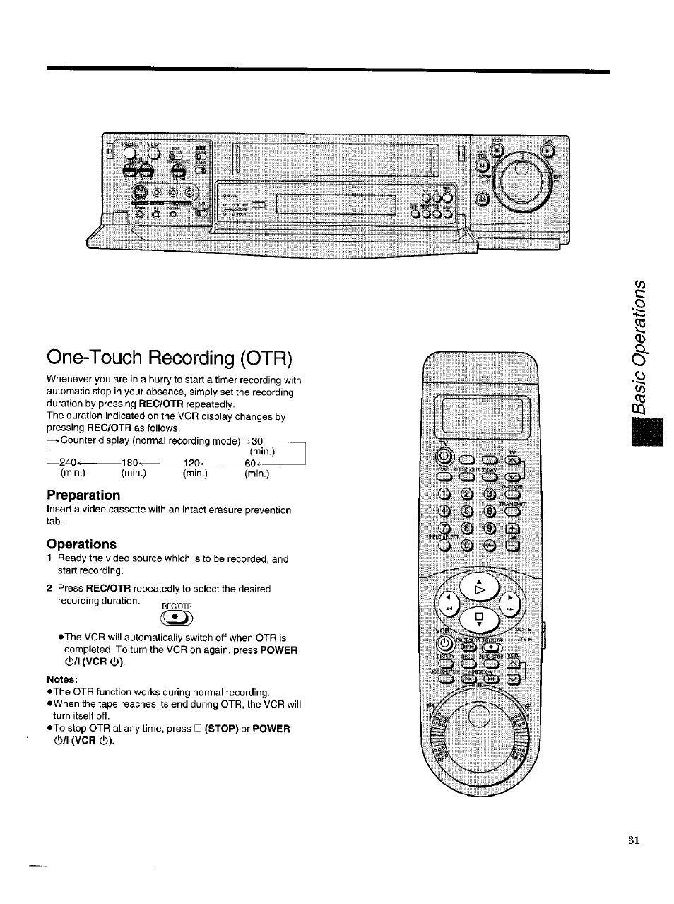 One-touch recording (otr), Preparation, Operations | Panasonic NV-HS950AM User Manual | Page 31 / 48