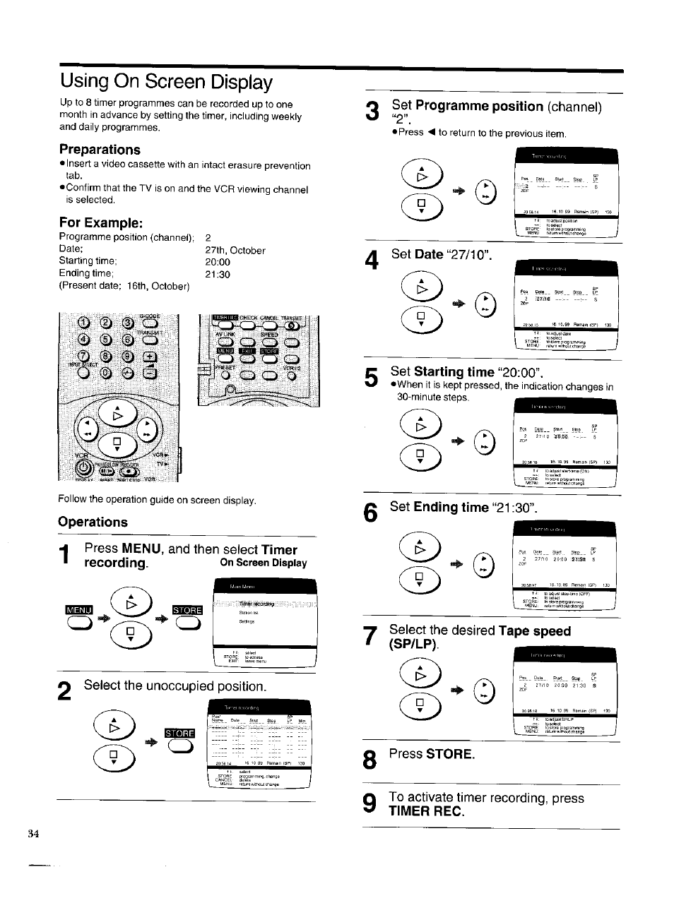 Using on screen display | Panasonic NV-HS950AM User Manual | Page 34 / 48