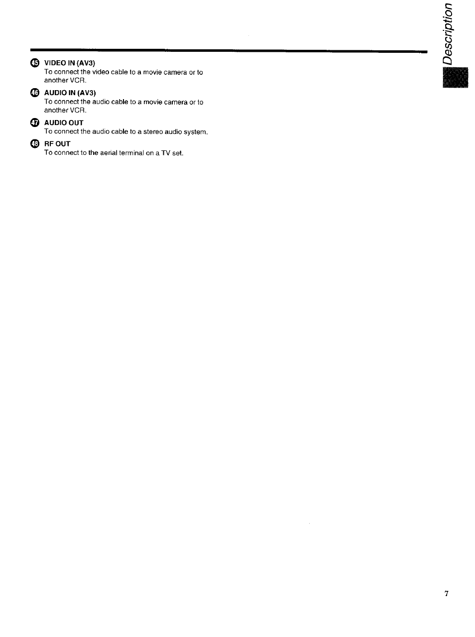 Video in (av3), 0 audio in (av3), 0 audio out | Panasonic NV-HS950AM User Manual | Page 7 / 48
