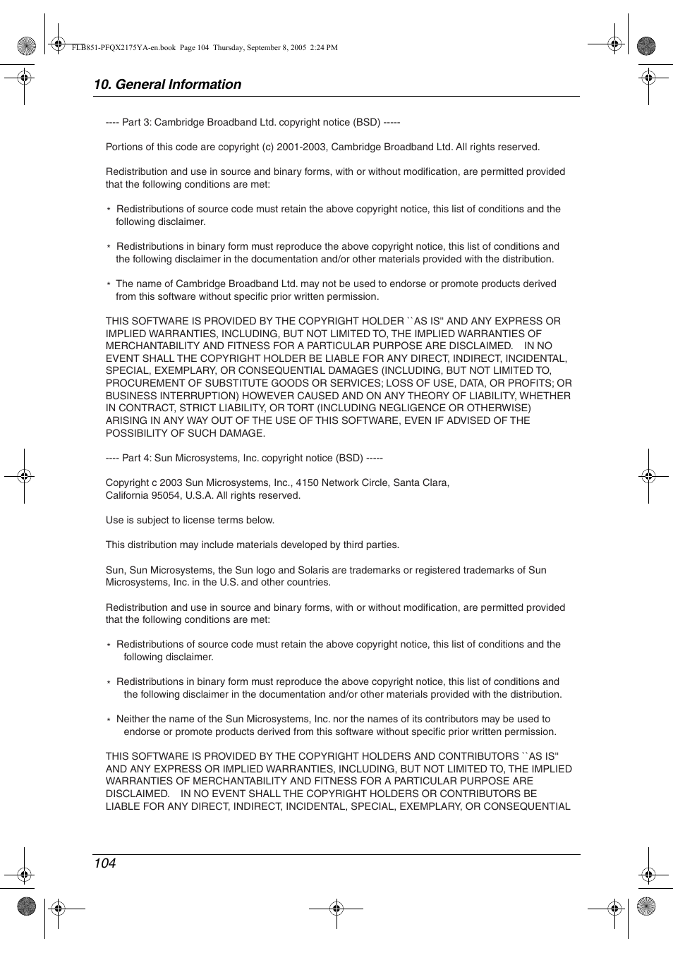 General information 104 | Panasonic KX-FLB851 User Manual | Page 106 / 110