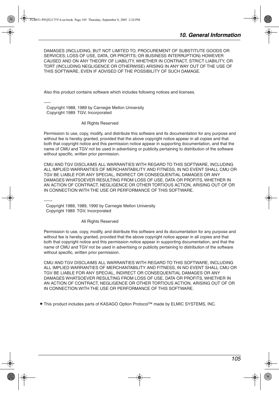 General information 105 | Panasonic KX-FLB851 User Manual | Page 107 / 110