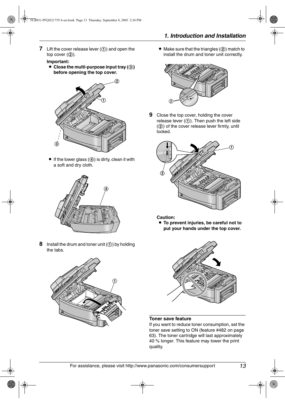 Introduction and installation 13 | Panasonic KX-FLB851 User Manual | Page 15 / 110