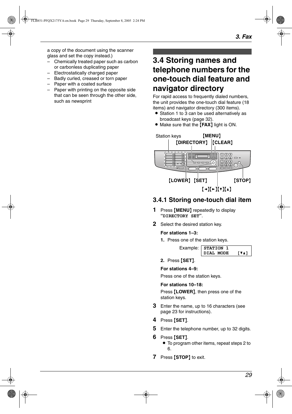 1 storing one-touch dial item | Panasonic KX-FLB851 User Manual | Page 31 / 110