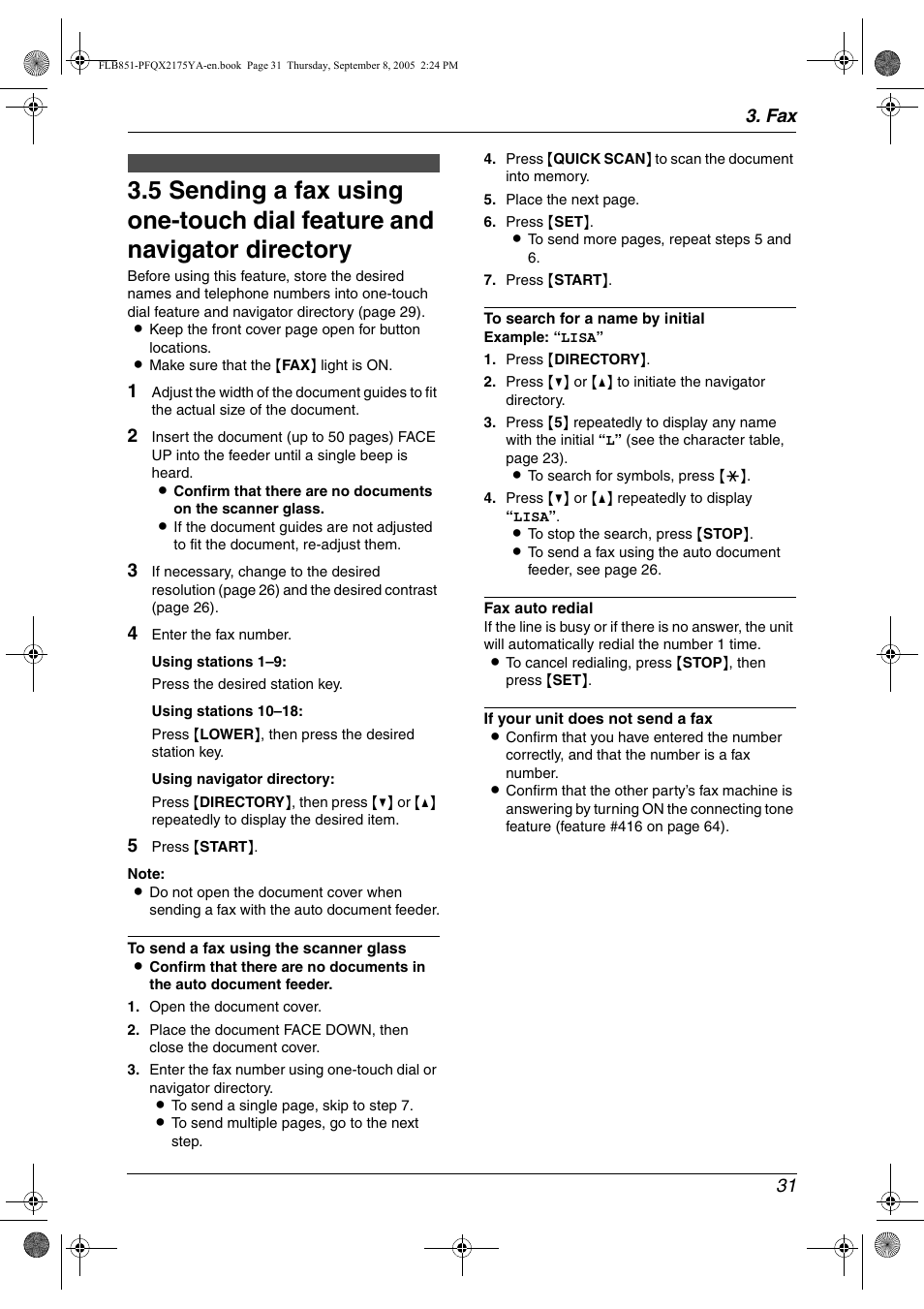 Fax 31 | Panasonic KX-FLB851 User Manual | Page 33 / 110