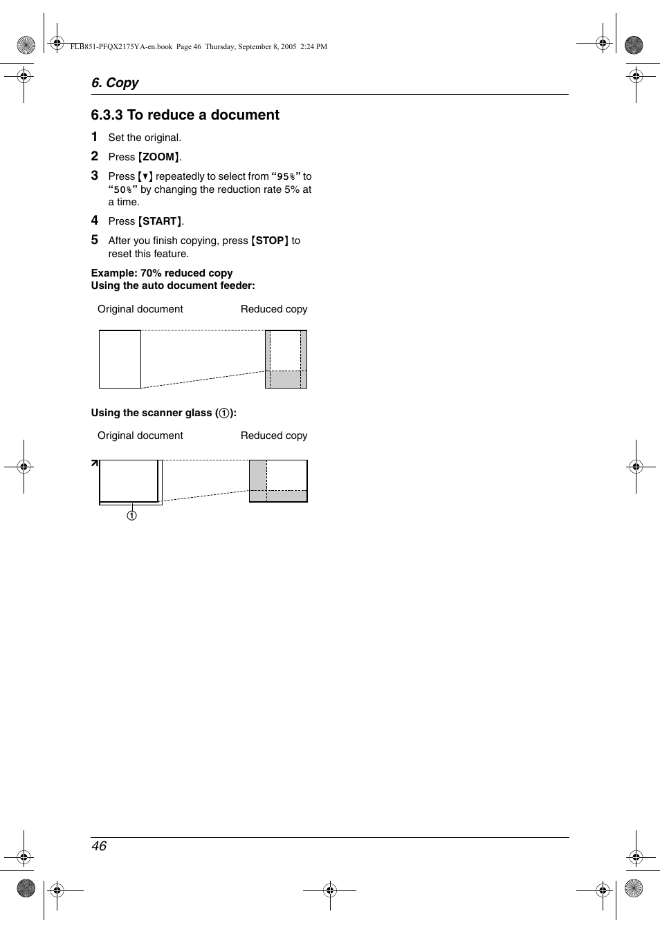 3 to reduce a document | Panasonic KX-FLB851 User Manual | Page 48 / 110