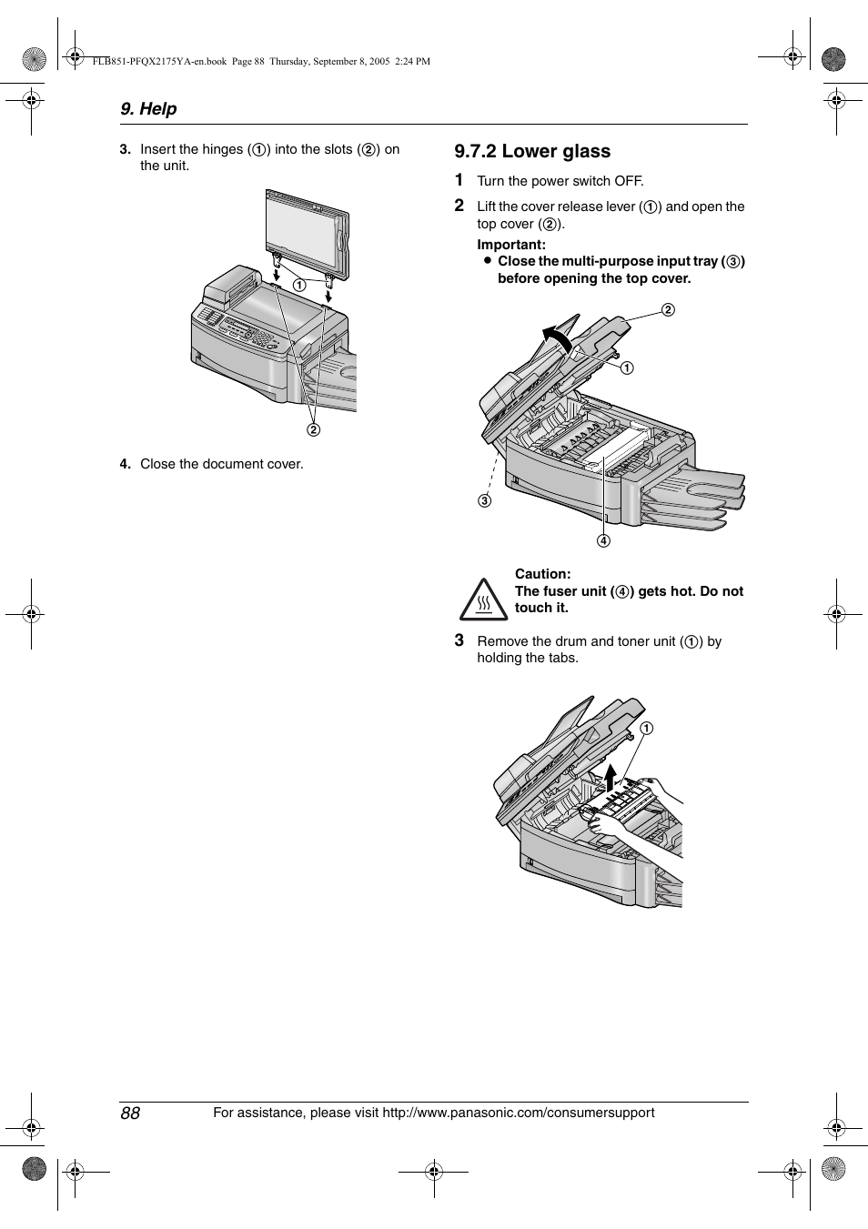 2 lower glass | Panasonic KX-FLB851 User Manual | Page 90 / 110