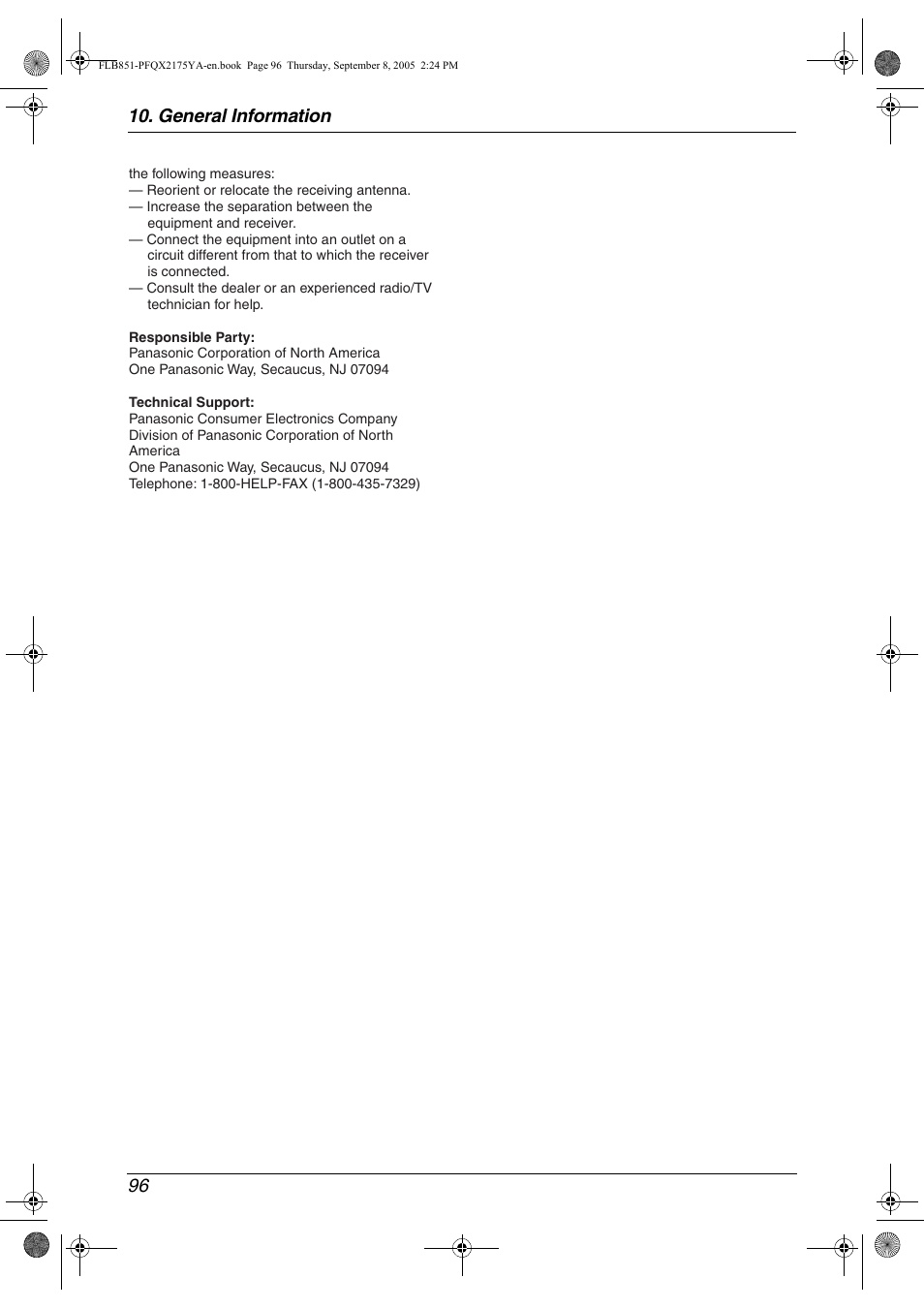 General information 96 | Panasonic KX-FLB851 User Manual | Page 98 / 110