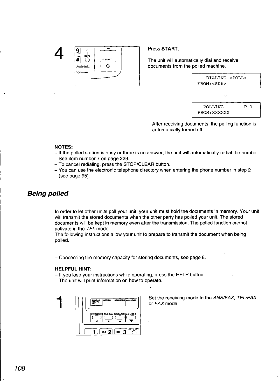Notes, Being polled | Panasonic KX-F3100 User Manual | Page 110 / 248