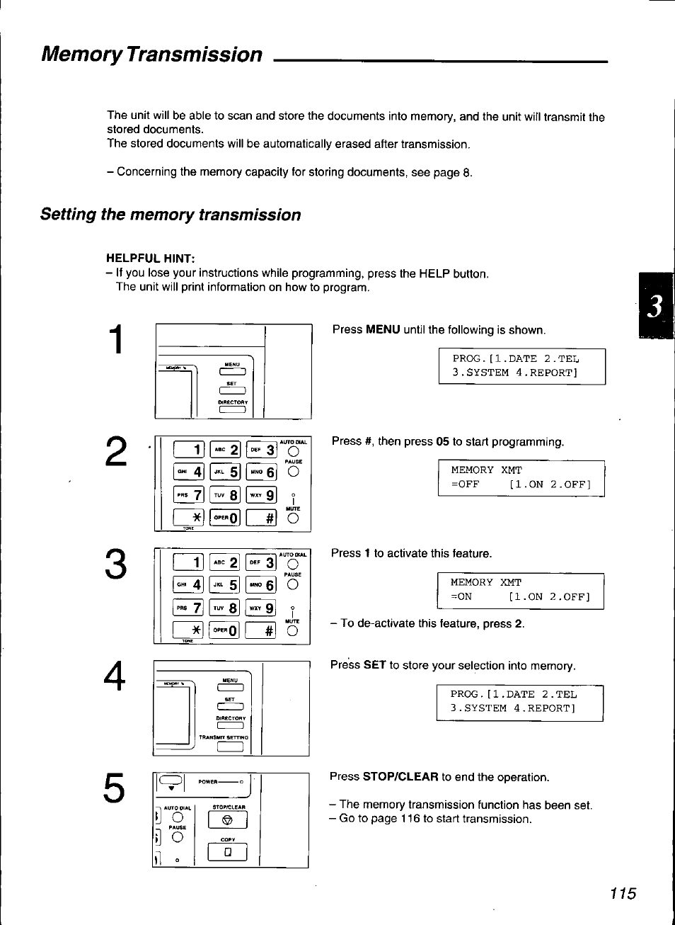 Helpful hint, I] o | Panasonic KX-F3100 User Manual | Page 117 / 248