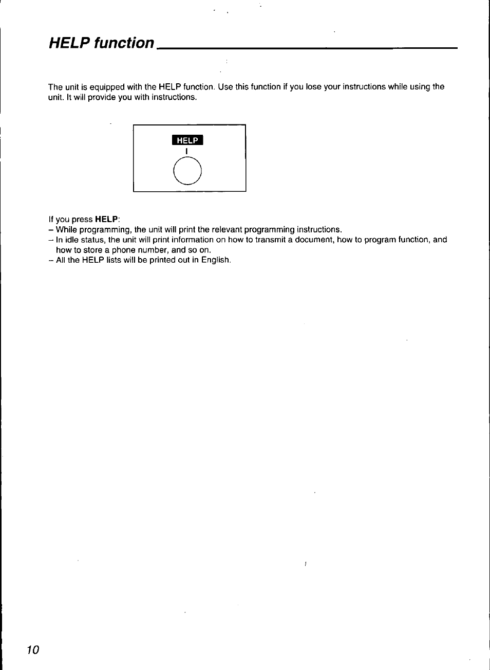 Help function | Panasonic KX-F3100 User Manual | Page 12 / 248