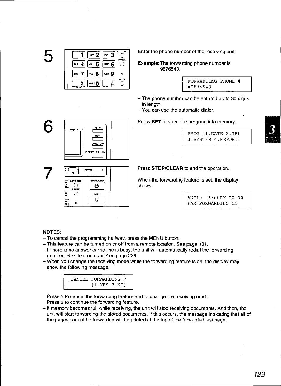 Notes | Panasonic KX-F3100 User Manual | Page 131 / 248