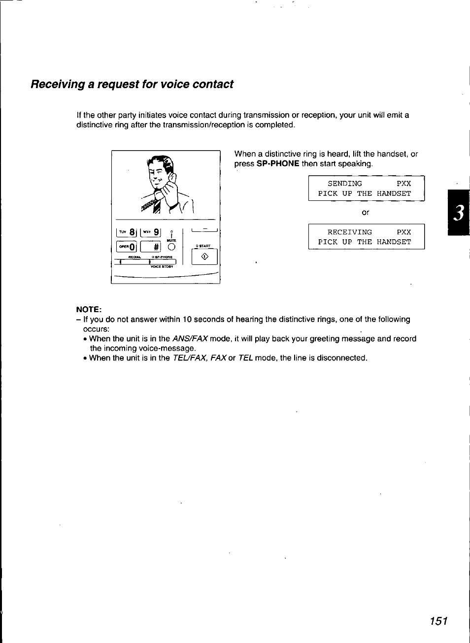 Receiving a request for voice contact | Panasonic KX-F3100 User Manual | Page 153 / 248