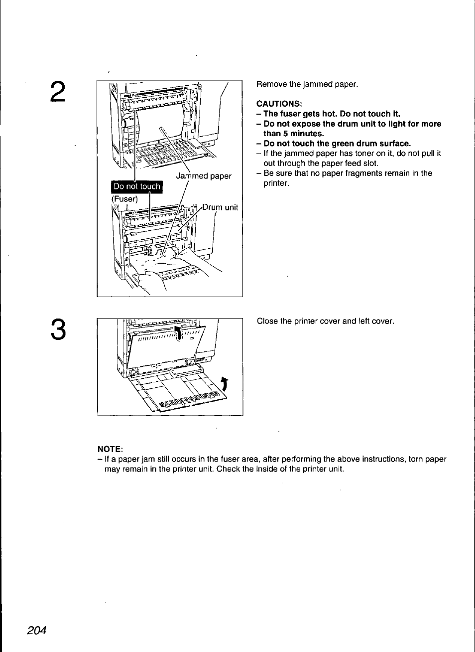 Cautions, Note | Panasonic KX-F3100 User Manual | Page 206 / 248