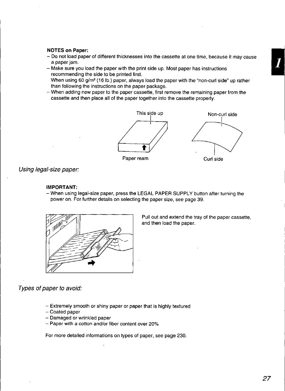 Notes on paper, Important | Panasonic KX-F3100 User Manual | Page 29 / 248