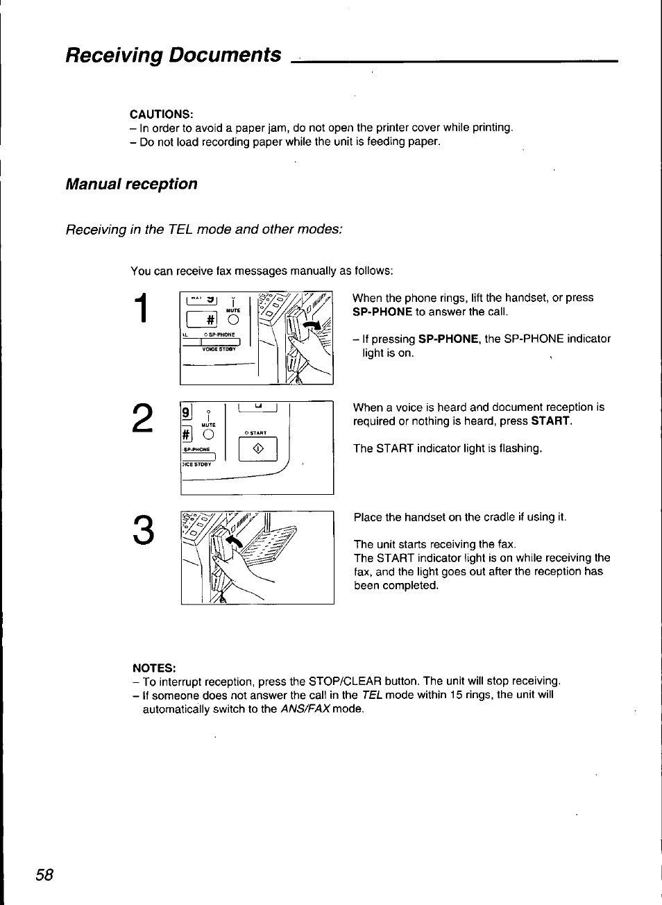 Receiving documents | Panasonic KX-F3100 User Manual | Page 60 / 248