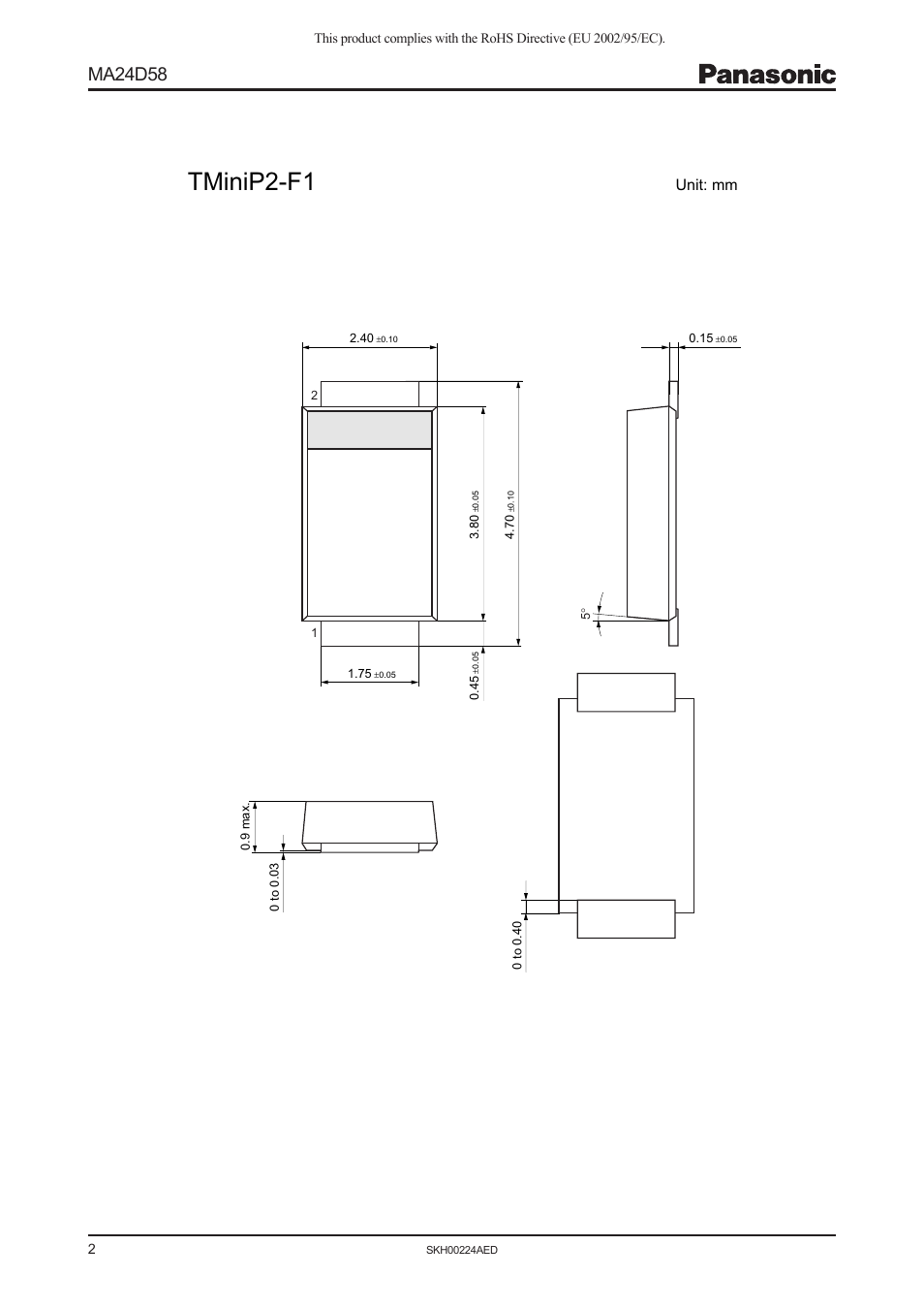 Tminip2-f1, Ma24d58, Unit: mm | Panasonic MA24D58 User Manual | Page 2 / 3