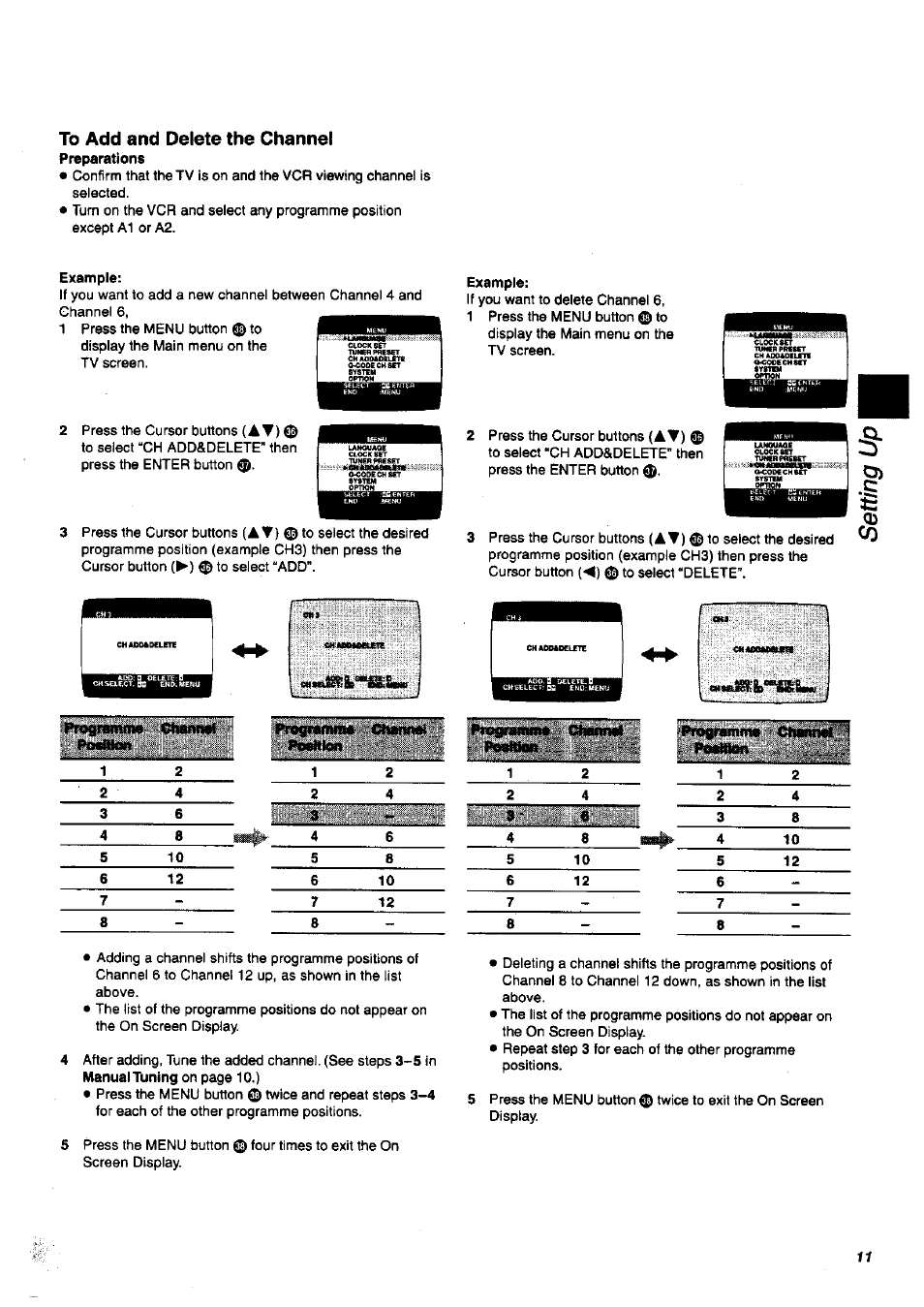 To add and delete the channel | Panasonic nv-sj400 User Manual | Page 11 / 34