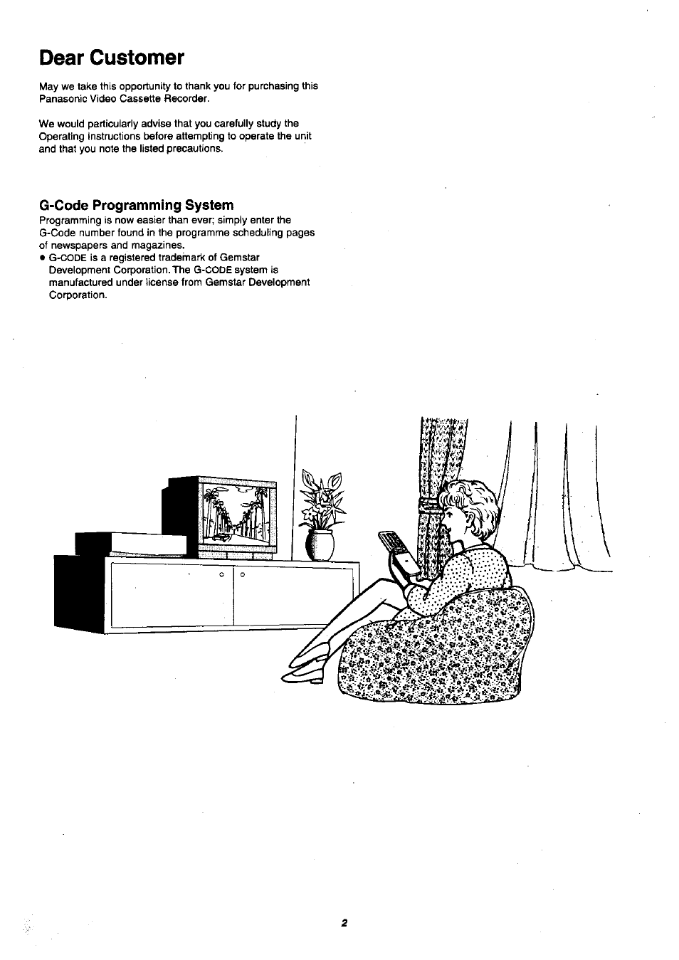 Dear customer, G-code programming system | Panasonic nv-sj400 User Manual | Page 2 / 34