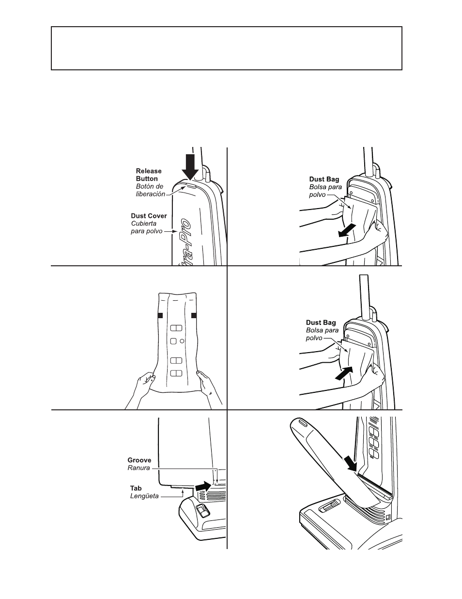 Changing dust bag / cambio de la bolsa para polvo | Panasonic MC-V400 User Manual | Page 18 / 28