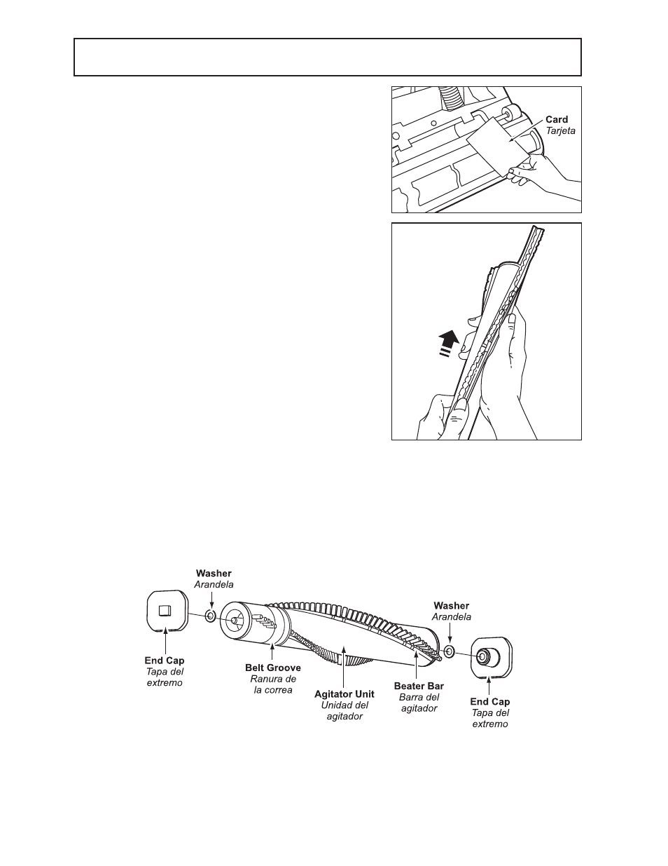 Replacing brushes / cambiar los cepillos, Agitator assembly / montaje de agitador | Panasonic MC-V400 User Manual | Page 22 / 28
