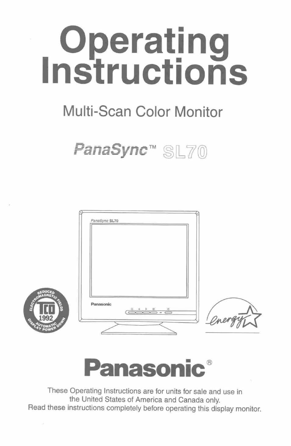 Panasonic SL70 User Manual | 70 pages