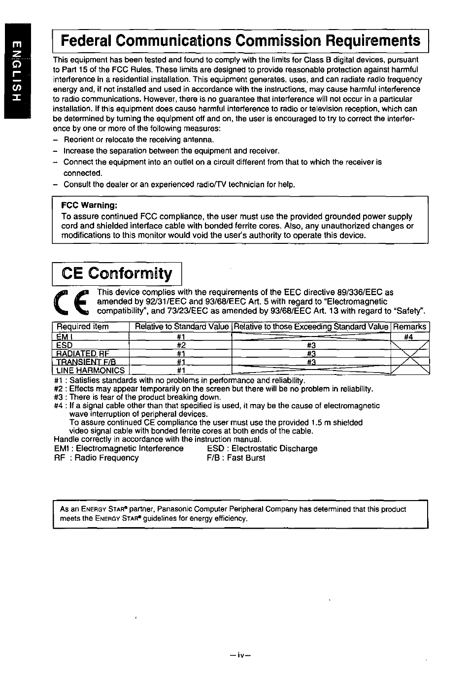 Federal communications commission requirements, Ce conformity | Panasonic SL70 User Manual | Page 5 / 70