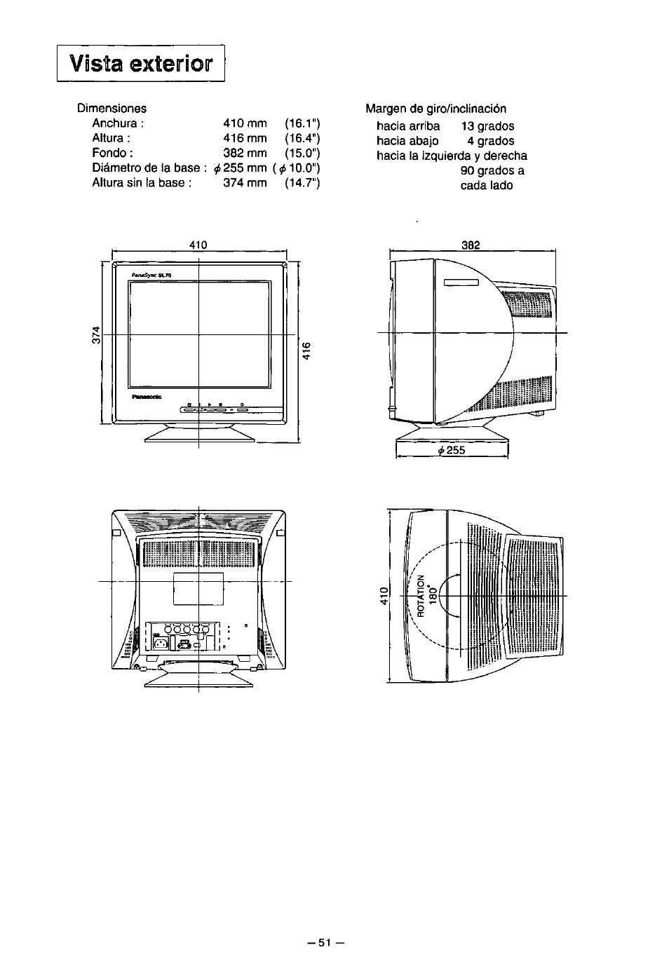Vista exterior | Panasonic SL70 User Manual | Page 56 / 70